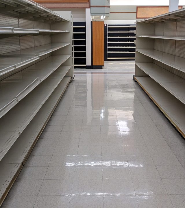 empty shelves in a store